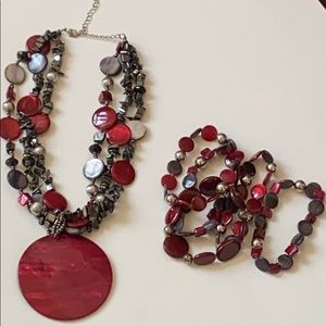 Red Necklace with matching bracelets